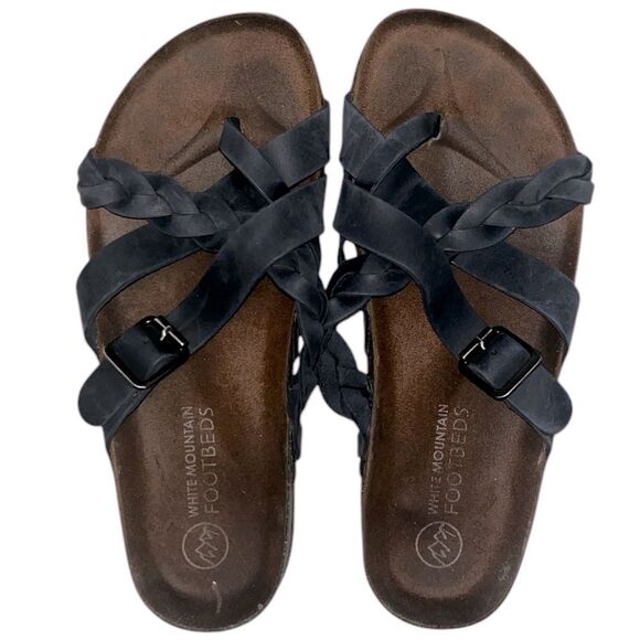 White Mountain Harrington Footbeds Blue Slip On Braided Sandals - Picture 1 of 6